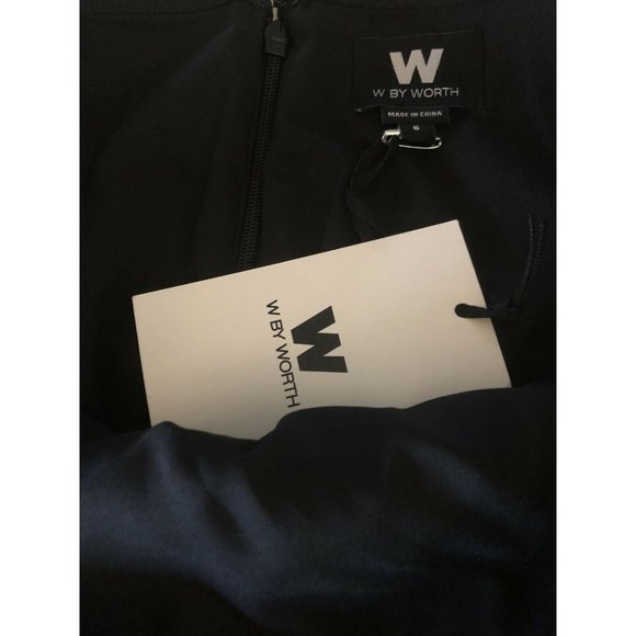 W by Worth Women’s Size 6 Black Pleat Lined Skirt Herringbone Border - Picture 8 of 8